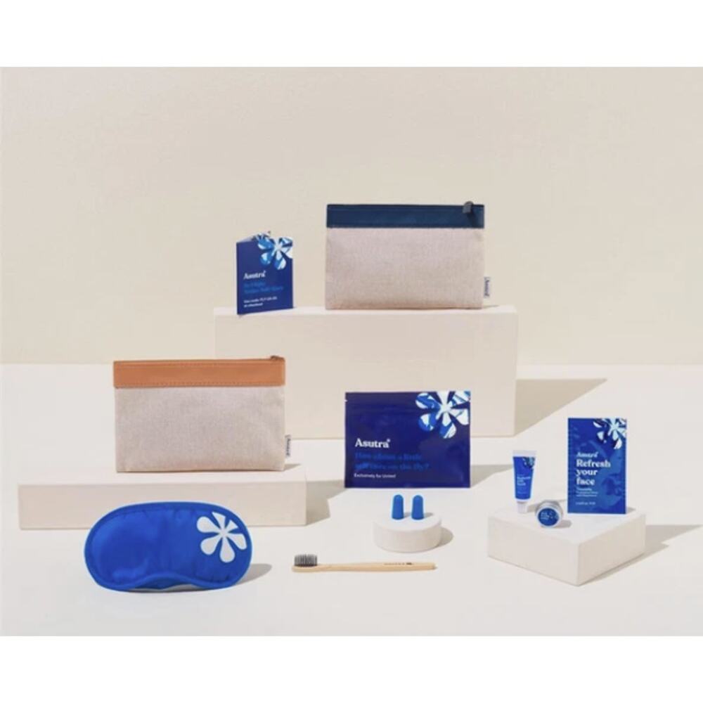 Set of 7 x United Airlines Asutra Travel Amenity Kit New Old Stock UNUSED